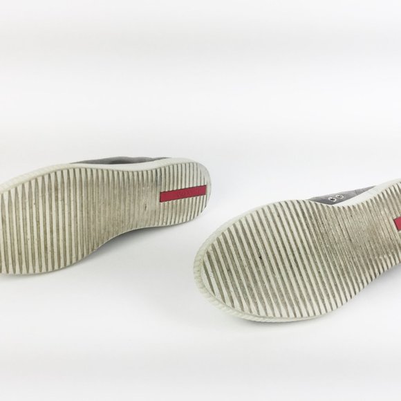 Prada Grey Suede Low Top Sneakers SZ 5.5 - Picture 7 of 7